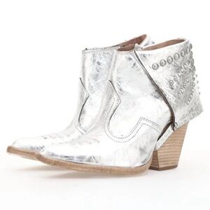 A.S.98 Women's Broderick Bootie In Silver Size 38 7.5 8 New NWT
